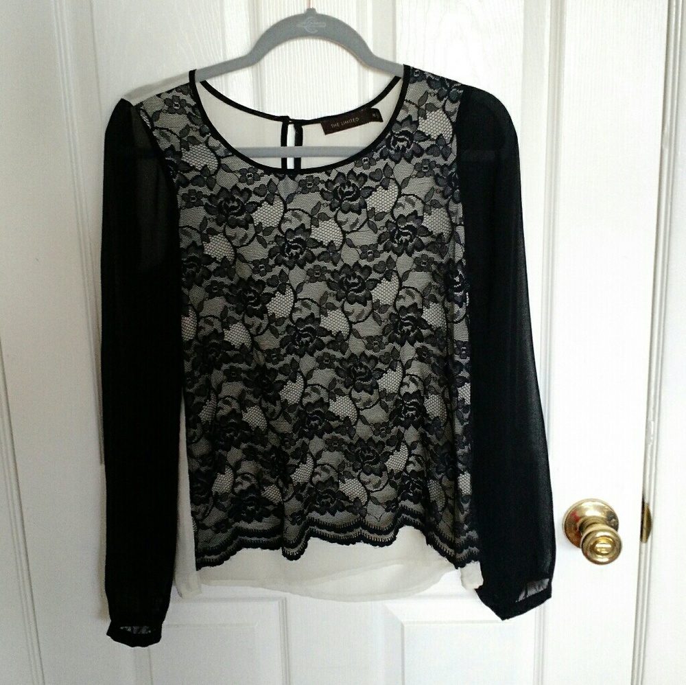 The Limited Lace Blouse Long Sleeve Top Black
